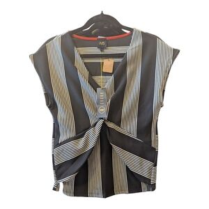 NWT W5 Black and White Striped Women's Top Sized Small